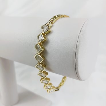 Brățară placată cu aur model modern cu pietre zircon