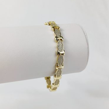 Brățară placată cu aur model modern cu pietre zircon