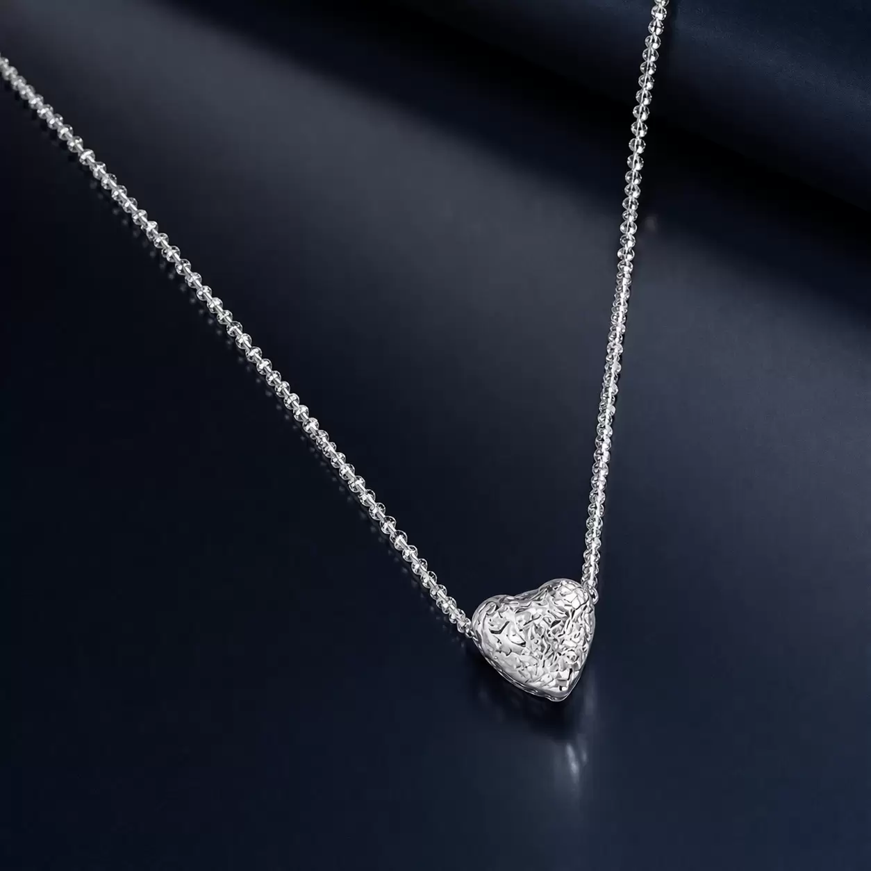 lănțișor argint 925 cu pandantiv inimă 46 cm elegant